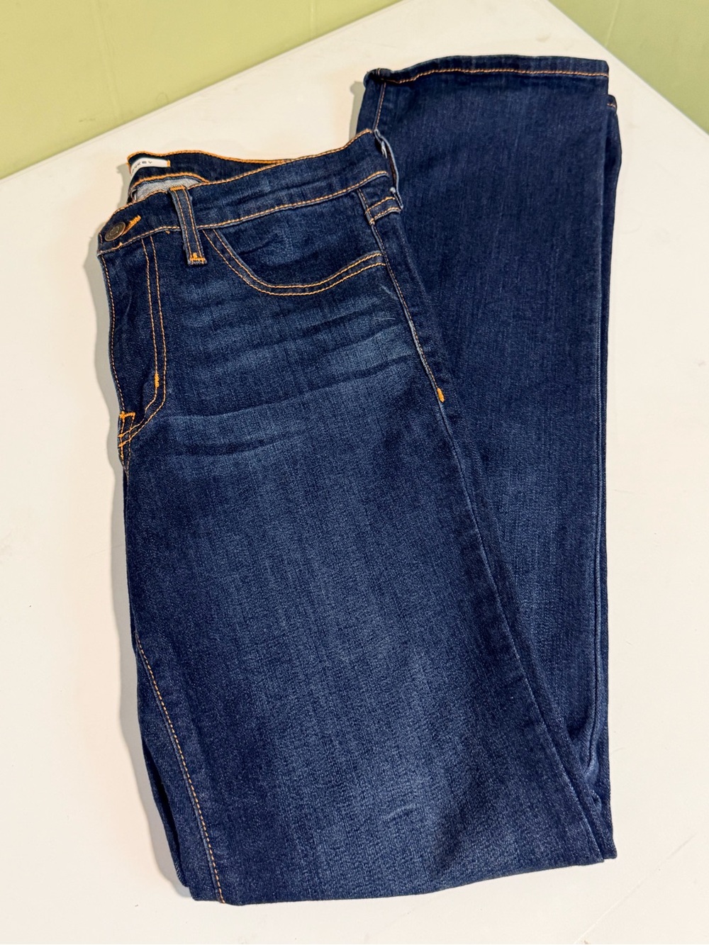 Flying Monkey Straight Leg Jeans in Dark Indigo with Contrast Stitching